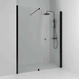 Svedbergs Skoga dusjnisje rett/fast, 160 cm, frostet glass, sort matt profil