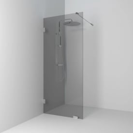 Svedbergs 180° dusjvegg fast, 98 cm, røykfarget glass, krom profil