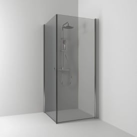 Svedbergs Skoga dusjhjørne rett, 100x80 cm, røykfarget glass, alu matt profil