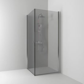 Svedbergs Skoga dusjhjørne rett, 80x70 cm, røykfarget glass, alu blank profil