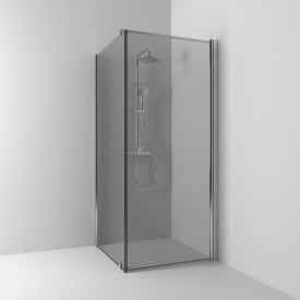 Svedbergs Skoga dusjhjørne rett/fast, 83x100 cm, røykfarget glass, alu blank profil