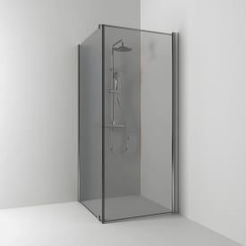 Svedbergs Skoga dusjhjørne rett/fast, 83x80 cm, røykfarget glass, alu matt profil