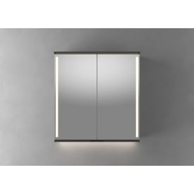 Linn Bad Sogn speilskap med integrert led lys, 80x84x18 cm, sort matt