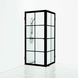 Svedbergs 180° Rista dusjhjørne rett/fast, 80x80 cm, industridekor, sort matt profil
