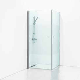 Svedbergs Skoga dusjhjørne, rett, 90x90 cm, alu blank/halvfrost glass