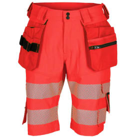 Bekken & Strøm Lillehammer arbeidsshorts, kl.1, unisex, str. C64, rød/sort, HiVis