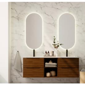 Linn Bad Tistel ovalt speil med lysfelt, 50x110x3 cm