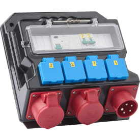 Byggepladstavle, 4xSchuko 230V/16A og 1xCEE 400V/16A