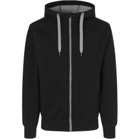 ID Bonded  sweat hættetrøje med lynlås, Sort, 2XL