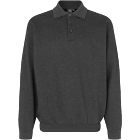 ID Game langærmet Polo T-shirt, Grafitgrå Melange, 2XL