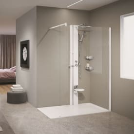 Novellini Line 1 dusjpanel, sølv/hvit matt