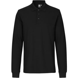ID langærmet Polo T-shirt med stretch, Sort, 3XL