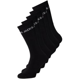 Jack & Jones JACBASIC 5-pak logo tennisstrømper, Sort, ONESIZE