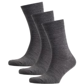 Westborn Basic 3-pak strømper med uld, Dark-Grey Melange, ONESIZE
