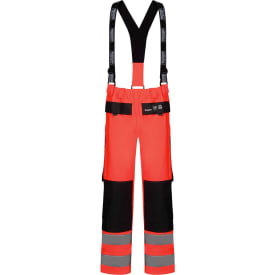 Lyngsøe PU/PVC regnbukser, Hi-Vis rød/marine, 2XL