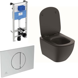 Ideal Standard Idealmood væghængt toilet-pakke, uden skyllekant, mat sort