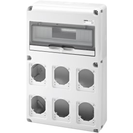 Gruppetavle Q-DIN 14M, 6 flanger til stikudtag 16/32A IP65