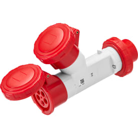 10 stk CEE 2-vejs fordeler 5P 16A 400V 6H rød IP67