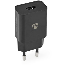 Vægoplader 12W 1x2.4A, antal output: 1 USB-A, sort