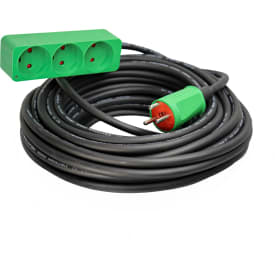 10 stk Blue Electric kabelsæt med 3-stikdåse, 3x1,5mm², 15 m