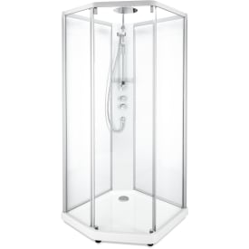Showerama Comfort brusekabine, 100x100 cm, aluminium profil, klart glas