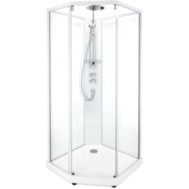 Showerama Comfort brusekabine, 100x100 cm, hvid profil, klart glas