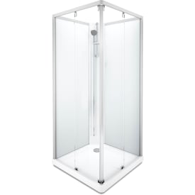 Showerama Classic brusekabine, 90x90 cm, aluminium profil, klart/frostet glas