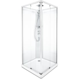 Showerama Comfort brusekabine, 90x90 cm, hvid profil, klart glas