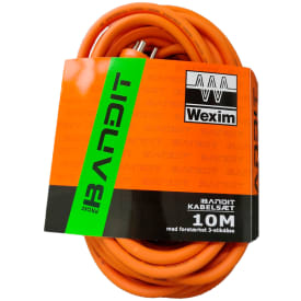Wexim forlængerkabel med stikdåse, 3G1,5 mm², 10 meter, 230V