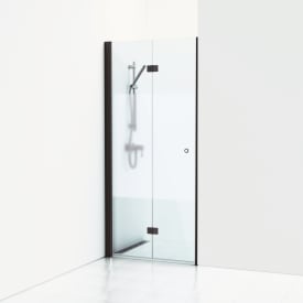 Svedbergs Skoga dusjnisje, foldedør, 80 cm, halvfrostet glass, sort matt profil