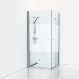 Svedbergs Skoga brusehjørne, 79x99 cm, halvfrostet glas, blank aluminium profil