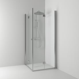 Svedbergs Skoga brusehjørne, 89x89 cm, klart glas, mat aluminium profil