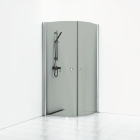 Svedbergs Skoga duschhörn, 79x79 cm, rökfärgat glas, blank aluminium profil
