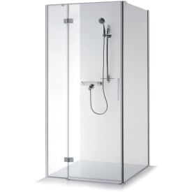 Brasta Nina Plus brusehjørne, 87,9x87,9 cm, venstre, klart glas, krom profil