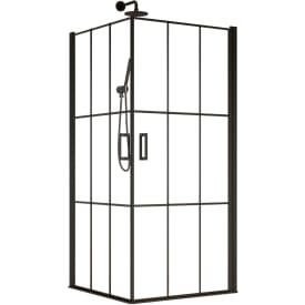 Brasta Victorija Cube brusehjørne, 87,7x87,7 cm, klart glas, sort profil