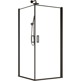 Brasta Victorija Frame brusehjørne, 87,7x87,7 cm, klart glas, sort profil