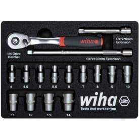Wiha topnøglesæt 1/4", 16 dele, 4 - 14 mm