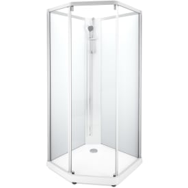 Showerama Classic dusjkabinett, 100x100 cm, hvit profil, klart/frostet glass