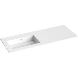 Korsbakken Corian møbelservant, venstre, skrå bunn, u/kranhull, 120x46,5 cm, hvit matt