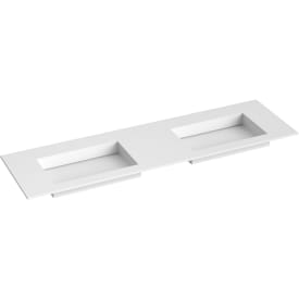 Korsbakken Corian N møbelservant, dobbel, flat bunn, u/kranhull, 160x46,5 cm, hvit matt