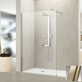 Novellini Kuadra H fastvegg, 97-100 cm, klart glass, børstet bronse profil