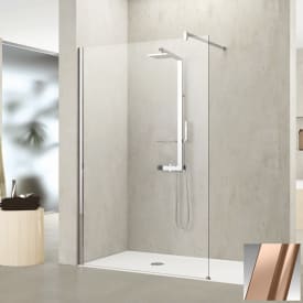 Novellini Kuadra H fastvegg, 97-100 cm, klart glass, børstet kobber profil