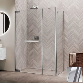 Novellini N180 GFL slagdør InLinea for hjørne, 137-140 cm, klart glass, børstet stål profil