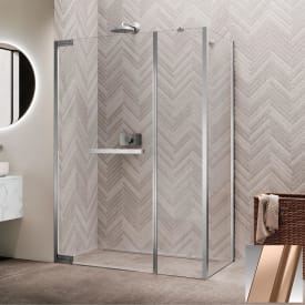 Novellini N180 GFL slagdør InLinea for hjørne, 157-160 cm, klart glass, børstet kobber profil