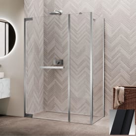 Novellini N180 GFL slagdør InLinea for hjørne, 179-182 cm, klart glass, sort matt profil