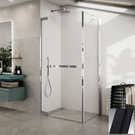 Novellini N180 FG sidefastfelt, 117,5-119 cm, klart glass, sort matt profil