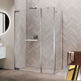 Novellini N180 F sidefastfelt for InLinea hjørne , 77,5-79,5 cm, klart glass, messing profil