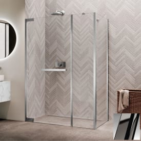 Novellini N180 F sidefastfelt for InLinea hjørne , 87,5-89,5 cm, klart glass, sort krom profil