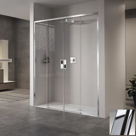 Novellini Opera 2A skyvedører, 117-121 cm, klart glass, krom profil