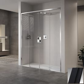 Novellini Opera 2A skyvedører, 129-133 cm, klart glass, sort matt profil